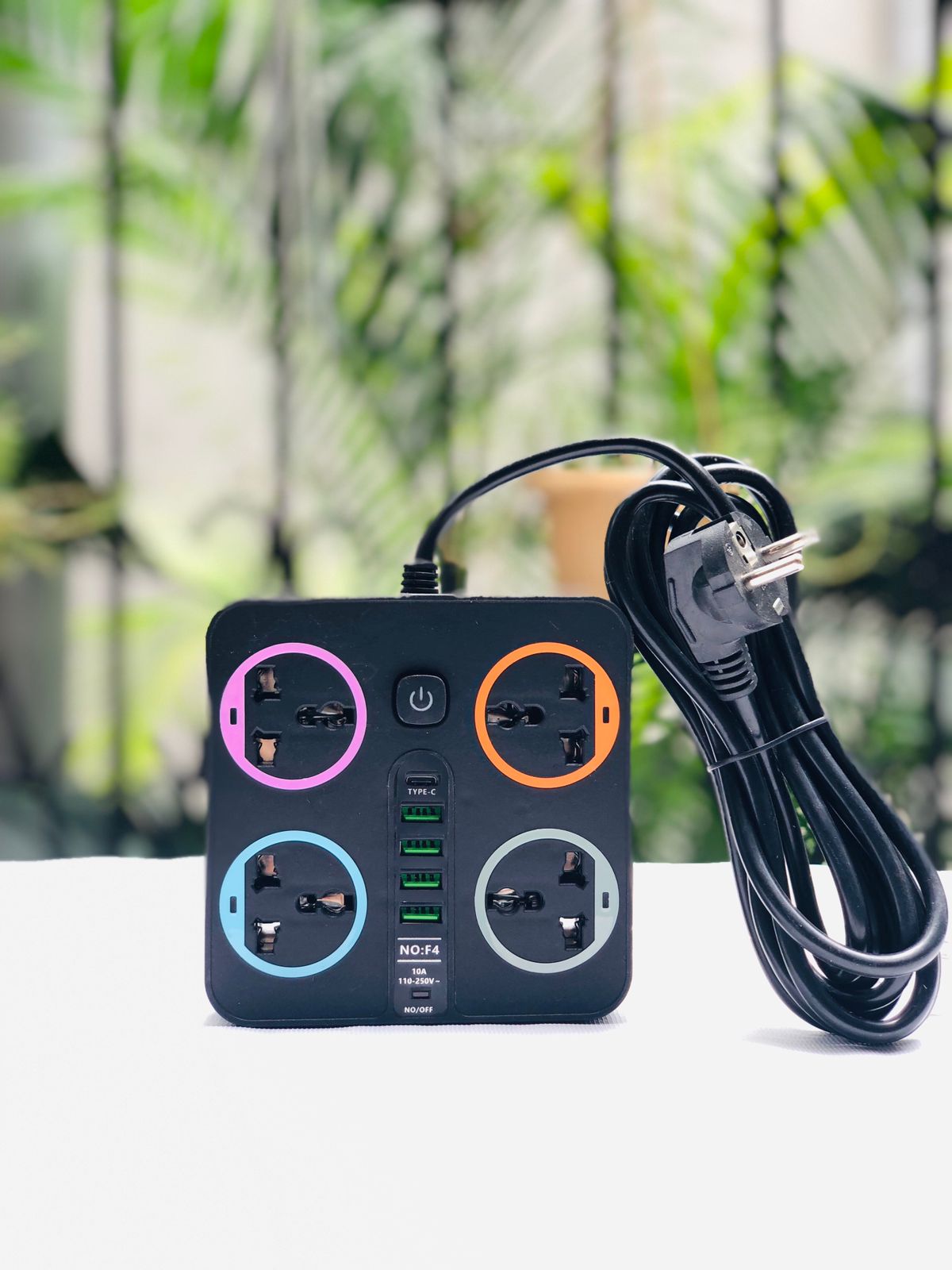 Heavy Duty Multi-Plug Extension Power Adapter or an Extension Board with 4 Universal Sockets (4 USB ports & 1 Type -C port) with 2 meter copper