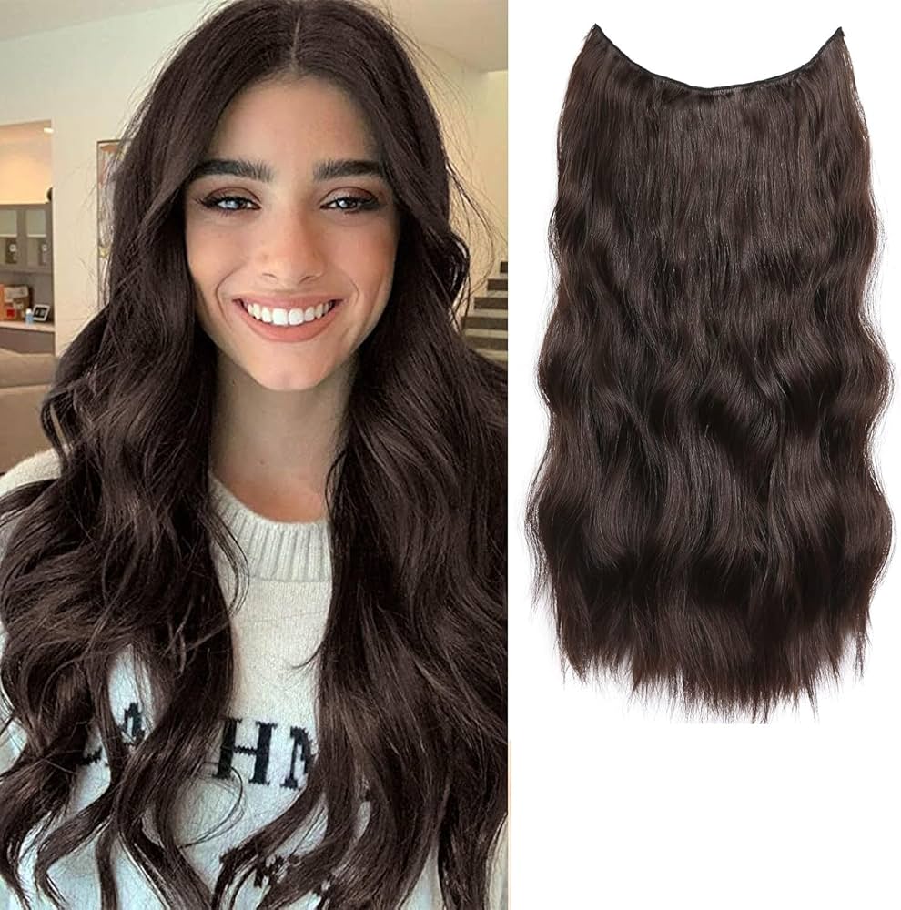 Dark brown hair extension for girls- 5 clips synthetic hair extension