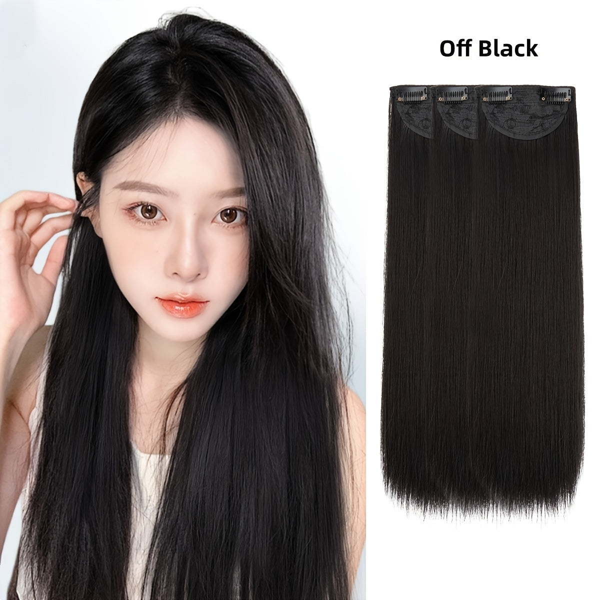 Dark brown hair extension for girls- 5 clips synthetic hair extension