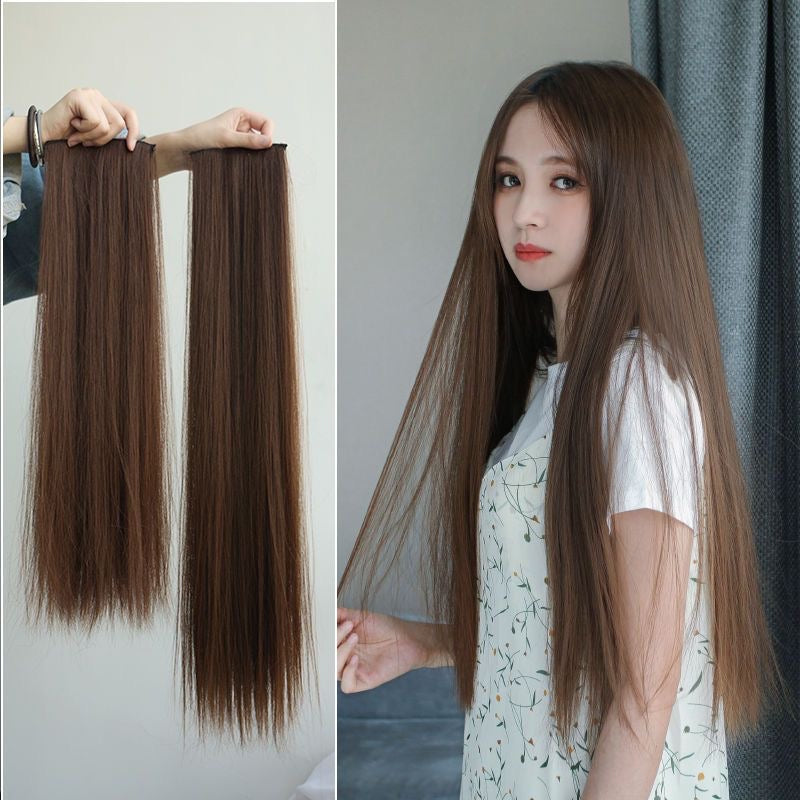 Dark brown hair extension for girls- 5 clips synthetic hair extension
